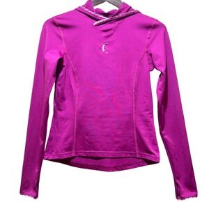 SHEILA MOON Pink Long Sleeve Athletic Shirt Thumbholes Lace Trim Women's Small